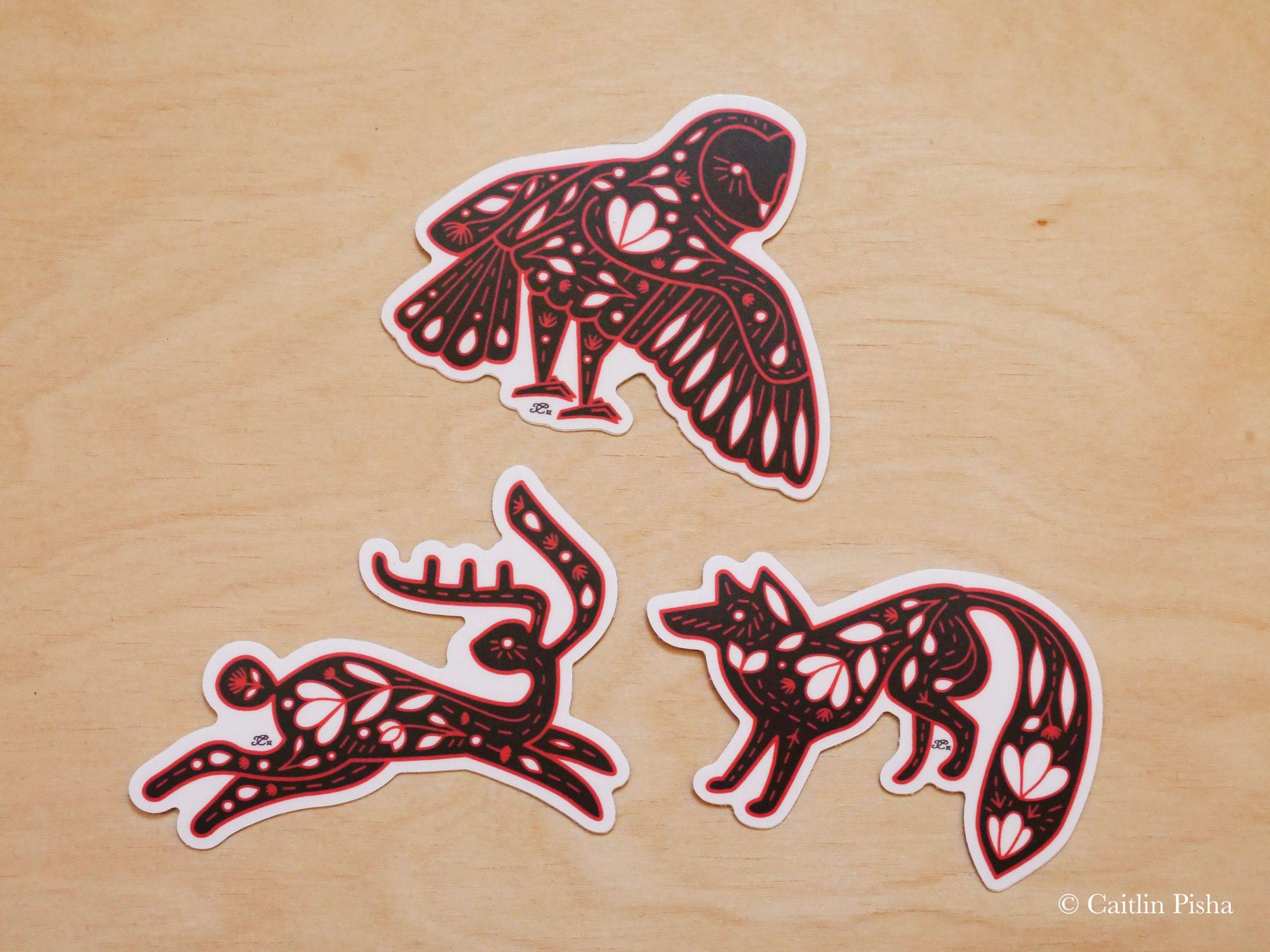 Folk Art Sticker Trio