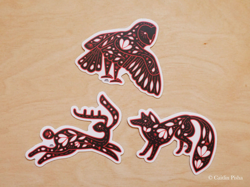 Folk Art Sticker Trio
