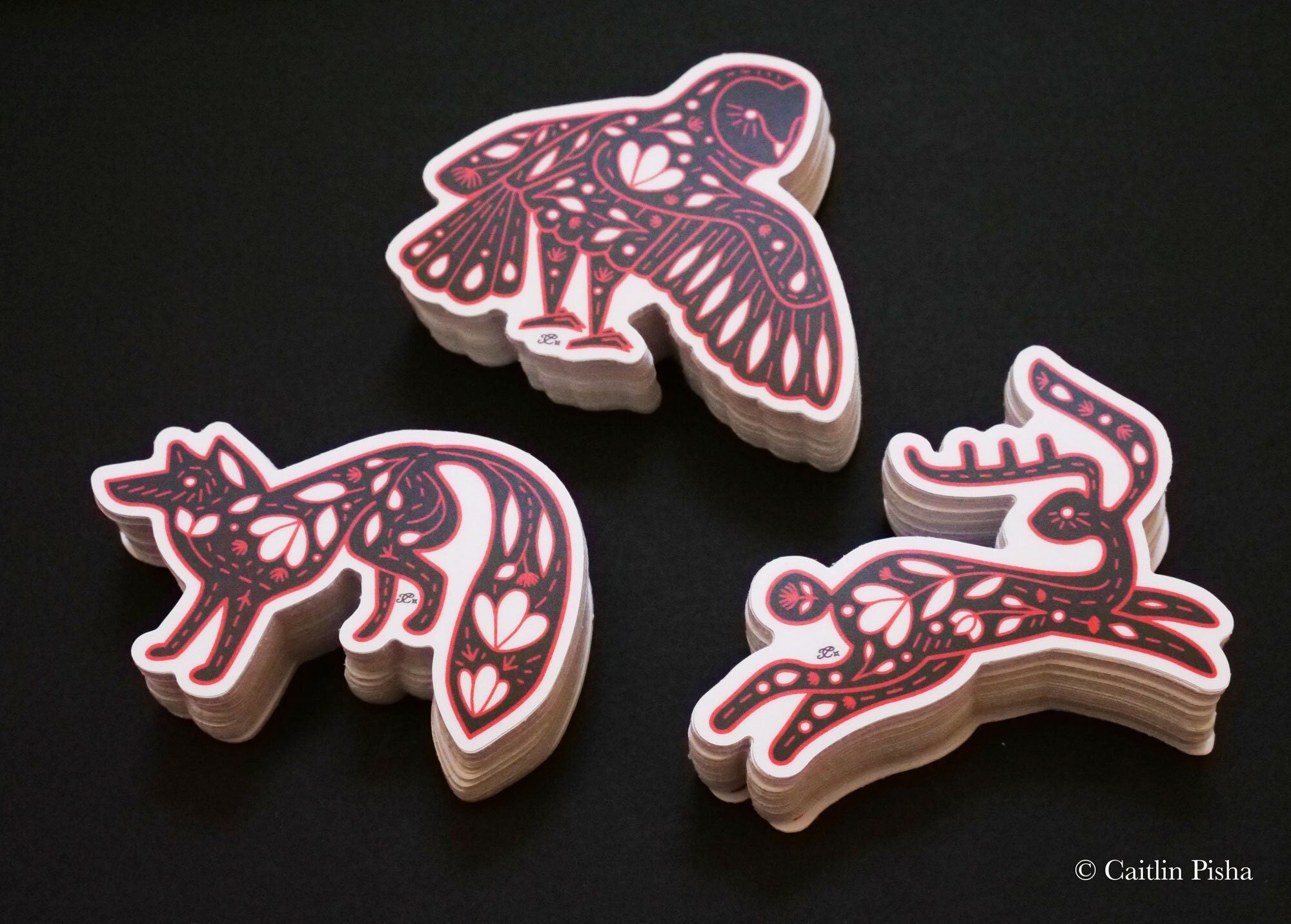 Folk Art Sticker Trio