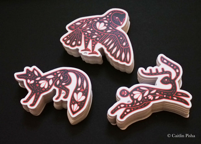 Folk Art Sticker Trio