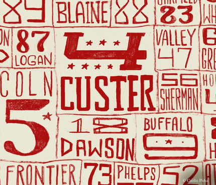 Nebraska License Plate Poster – Cream on Red Background
