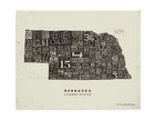 Nebraska License Plate Poster – Warm Black on Cream Background