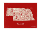 Nebraska License Plate Poster – Cream on Red Background